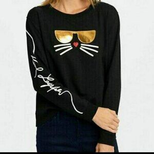 Karl Lagerfeld Cat Relaxed-fit Black Sweatshirt - Size M